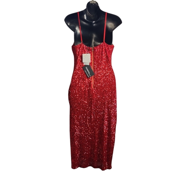 Celebrity Fashion Women's Red Sequin Straps Shoulder Dress Size Large NWT - Picture 2 of 10